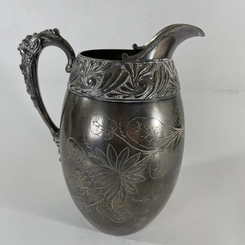 Antique James W Tufts Quadruple Plate Water Pitcher Victorian Silverplate